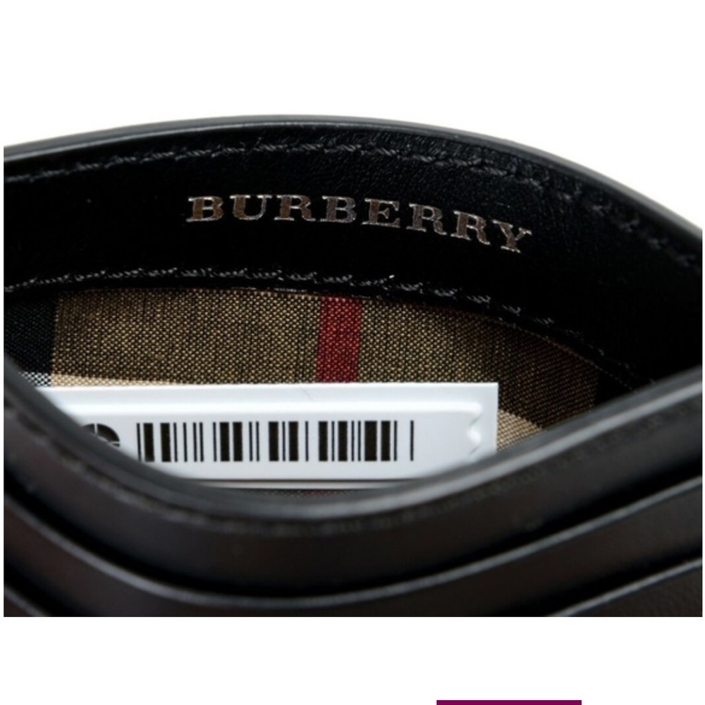 Authentic Burberry Men’s Black Perforated Leather Sandon Card Holder - Picture 7 of 11